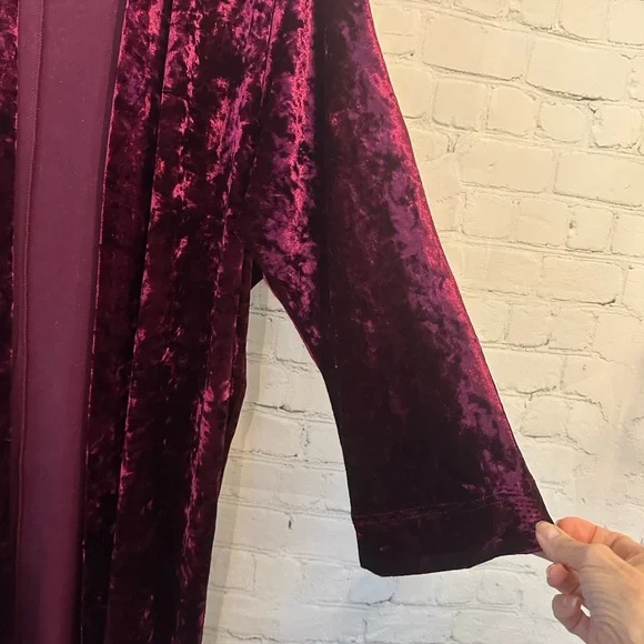 FAVLUX Deep Burgundy Crushed Velvet Cardigan! Like new! - Picture 4 of 8